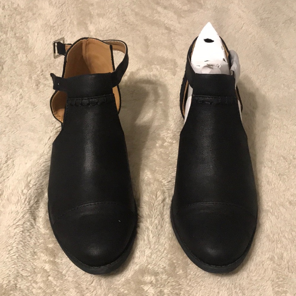 Black cutout booties